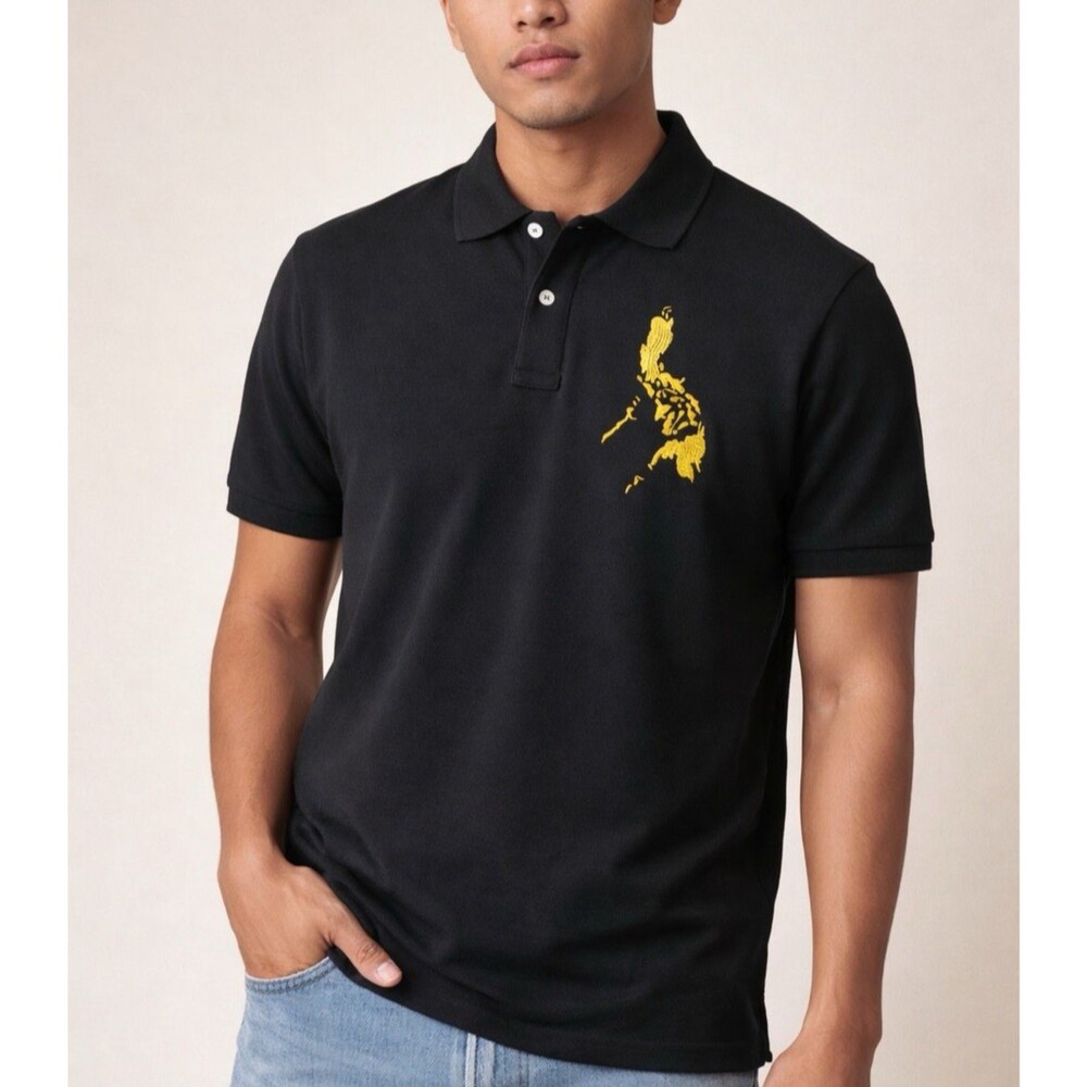 ChecKered London Black Polo Shirt Philippine Map Embroidery Slim Size Small